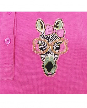 Pink Polo T-Shirt With Giraffe Embroidery
