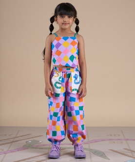 Snakes And Ladders Girls Rotary Print Top And Pant Set