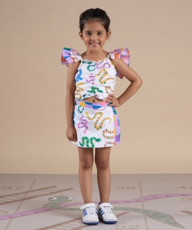 Snakes And Ladders Girls Snake Print Top And Shorts Set