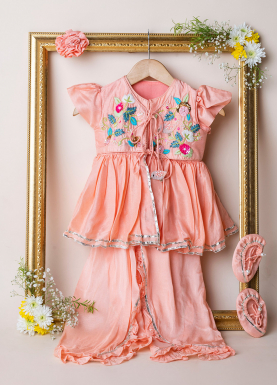Peach Flower Jamna  Set( With Shoes)