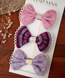 Lavender Hair Bow Clips Set of 3