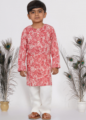 Red marble Print Kurta with Pant