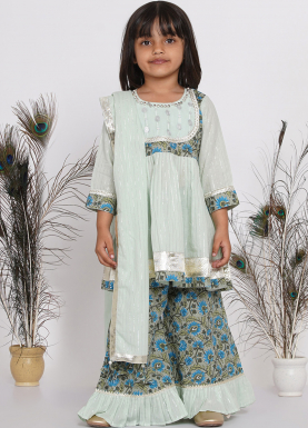 Floral Kurta with Frilled Plazzo