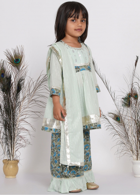 Floral Kurta with Frilled Plazzo