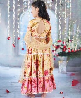 Lehenga With Panel And Lace Work With Blouse And Dupatta