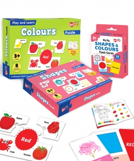 Puzzle Combo With Book And Flash Cards 80 Pcs And 32 Cards