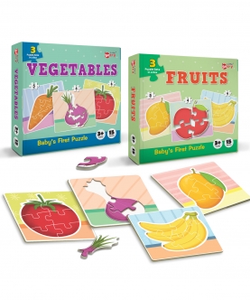 Puzzle Set Of 2: Fruits And Vegetables - 15 Puzzle Pcs Each