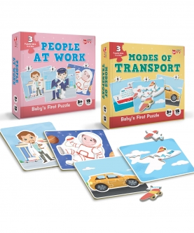 People At Work And Transport - 15 Puzzle Pcs Each, Set Of 2
