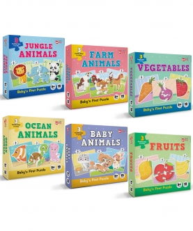 Animals, Fruits & Vegetables - 15 Puzzle Pcs Each, Set Of 6