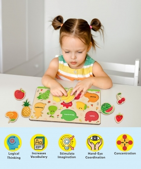 Fruits Puzzle Tray - Knob And Peg Puzzle- 10 Pegs
