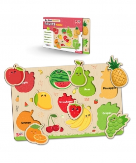 Fruits Puzzle Tray - Knob And Peg Puzzle- 10 Pegs