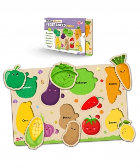Vegetables Puzzle Tray - Knob And Peg Puzzle- 10 Pegs