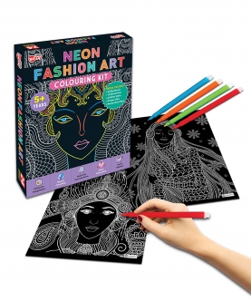 Art Colouring Kit & 24 Sheets,12 Sketch Pens & Glitter Tubes