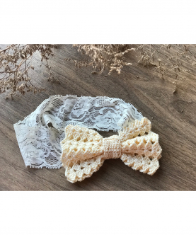 Lacey Bow Lace Hairband - Cream
