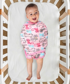 Cats And Dogs Pink Ready Swaddle