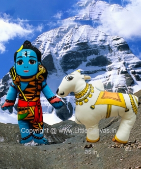 Lord Shiva And Nandi Bull Plush Dolls