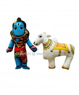 Lord Shiva And Nandi Bull Plush Dolls