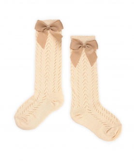 Cream-Bow Stockings