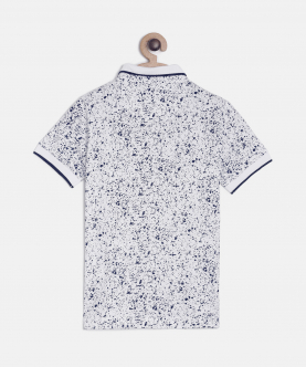 White Printed Polo Cotton T-Shirt
