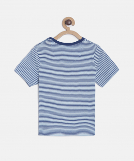 Blue Striped Round Neck Organic Cotton T-Shirt