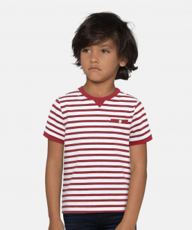 Red Striped Round Neck Supima Cotton T-Shirt