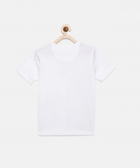 White Rise High Printed Round Neck Cotton T-Shirt