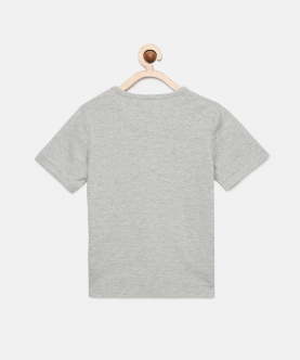 Grey Heather Ball Printed Round Neck Cotton T-Shirt