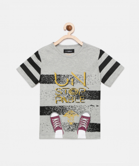 Boys Grey Heather Unstoppable Printed Round Neck Cotton T-Shirt