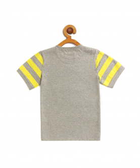 Kids Grey Car Printed Round Neck T-Shirt
