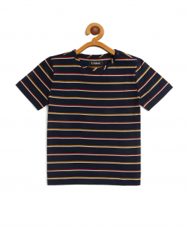 Kids Black Round Neck Mercerised Cotton T-Shirt