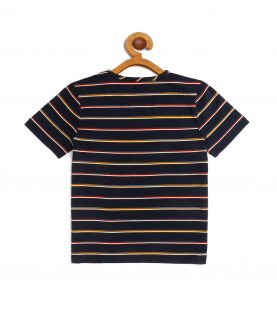 Kids Black Round Neck Mercerised Cotton T-Shirt