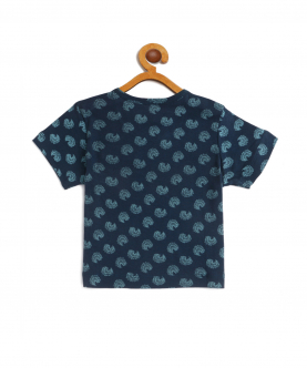 Kids Blue All Over Printed Half Sleeves Organic Cotton T-Shirt