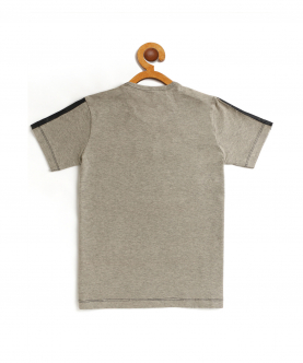 Kids Black And Grey Striped Half Sleeve Cotton T-Shirt