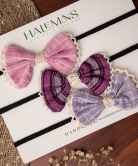 Lilac Handmade Bow Hair Bands pack of 3