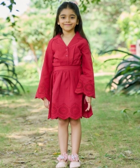 Little Princess Shine In The Cherry Cotton Schiffly Dress