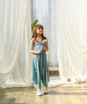 Dusty Teal Palazzo Jumpsuit Kids