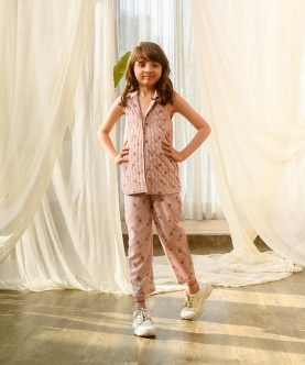 Rosey Pink Quilted Pant Suit Kids