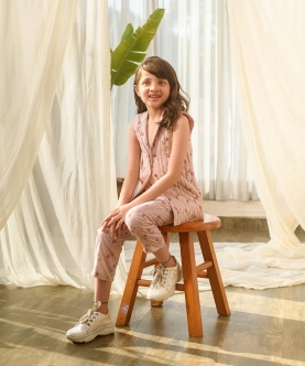 Rosey Pink Quilted Pant Suit Kids