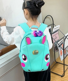 Green Curl Neoprene Unicorn Backpack For Toddlers