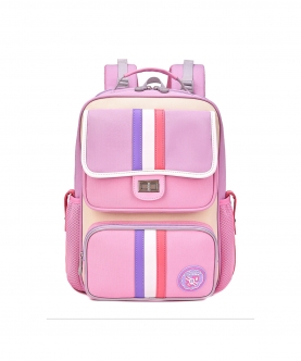 Pink &Purple 3 Stripes Ergonomic School Backpack.