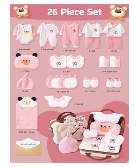 26 Pcs Pcs Pink Scallop Mini Suitcase Style Newborn Hamper