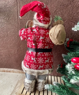 30Cms Snowflakes & Furry Santa Claus Self Standing Christmas