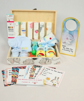 Newborn Little Princess Pinewood Gift Hamper Box Set (Blue)