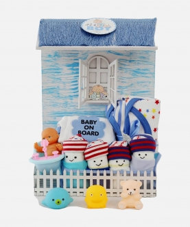 New Born Baby Boy Picket Fence House Gift Hamper Set