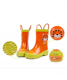 Orange Sheru Flexible Rubber Rain Gumboots