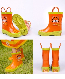 Orange Sheru Flexible Rubber Rain Gumboots