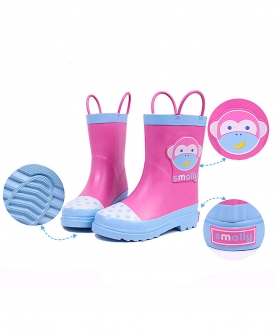 Pink Monkey Flexible Rubber Rain Gumboots