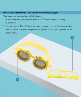 Whale Dual Glass Frame Sun Protection & Swimming Goggles