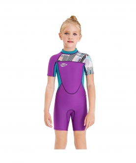 Abstract Sleeve 2.5Mm Neoprene Knee Length Kids Swimsuit