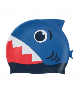 Blue Shark 3D Silicone Kids Swimming Cap